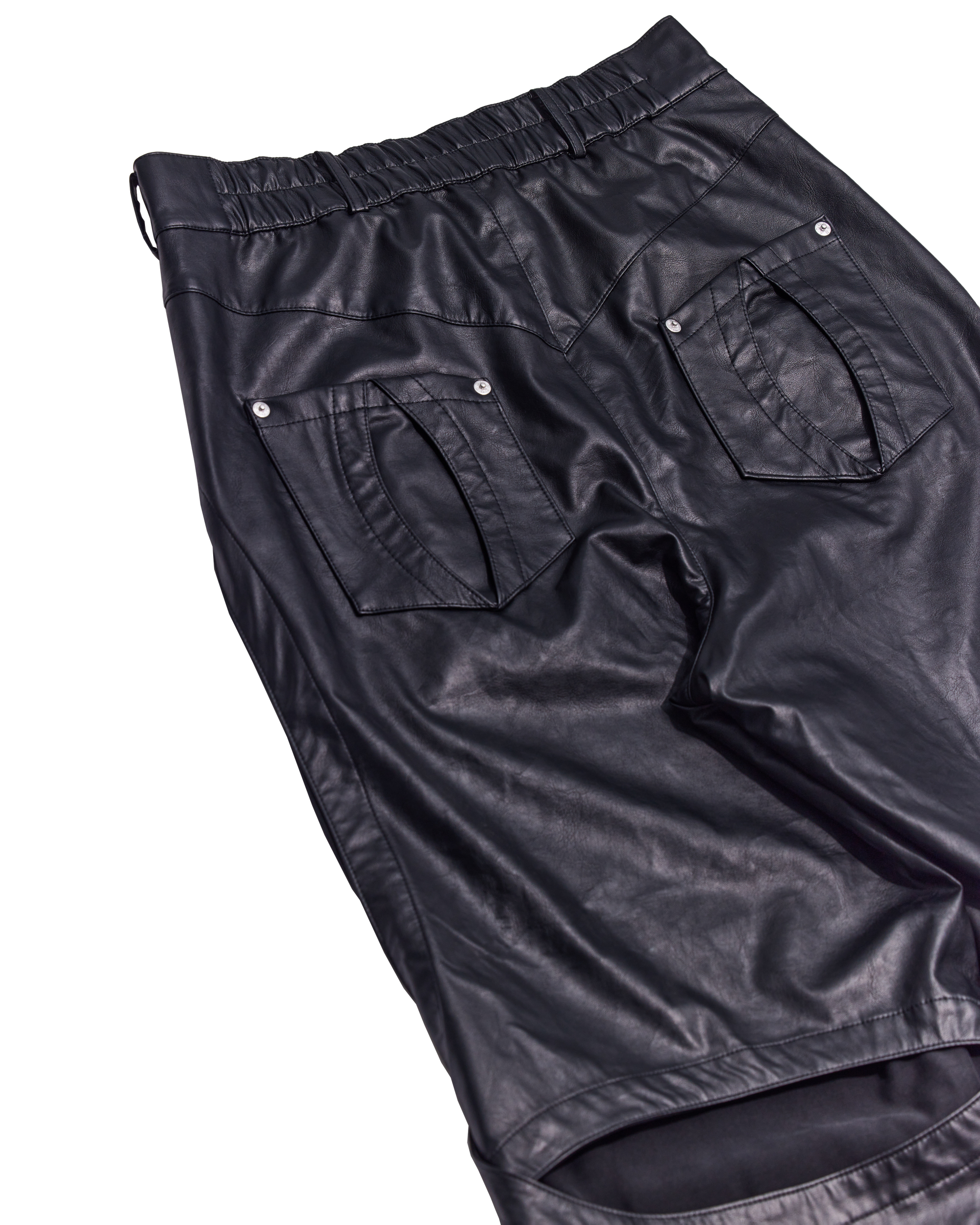 Black petal cross leather pants