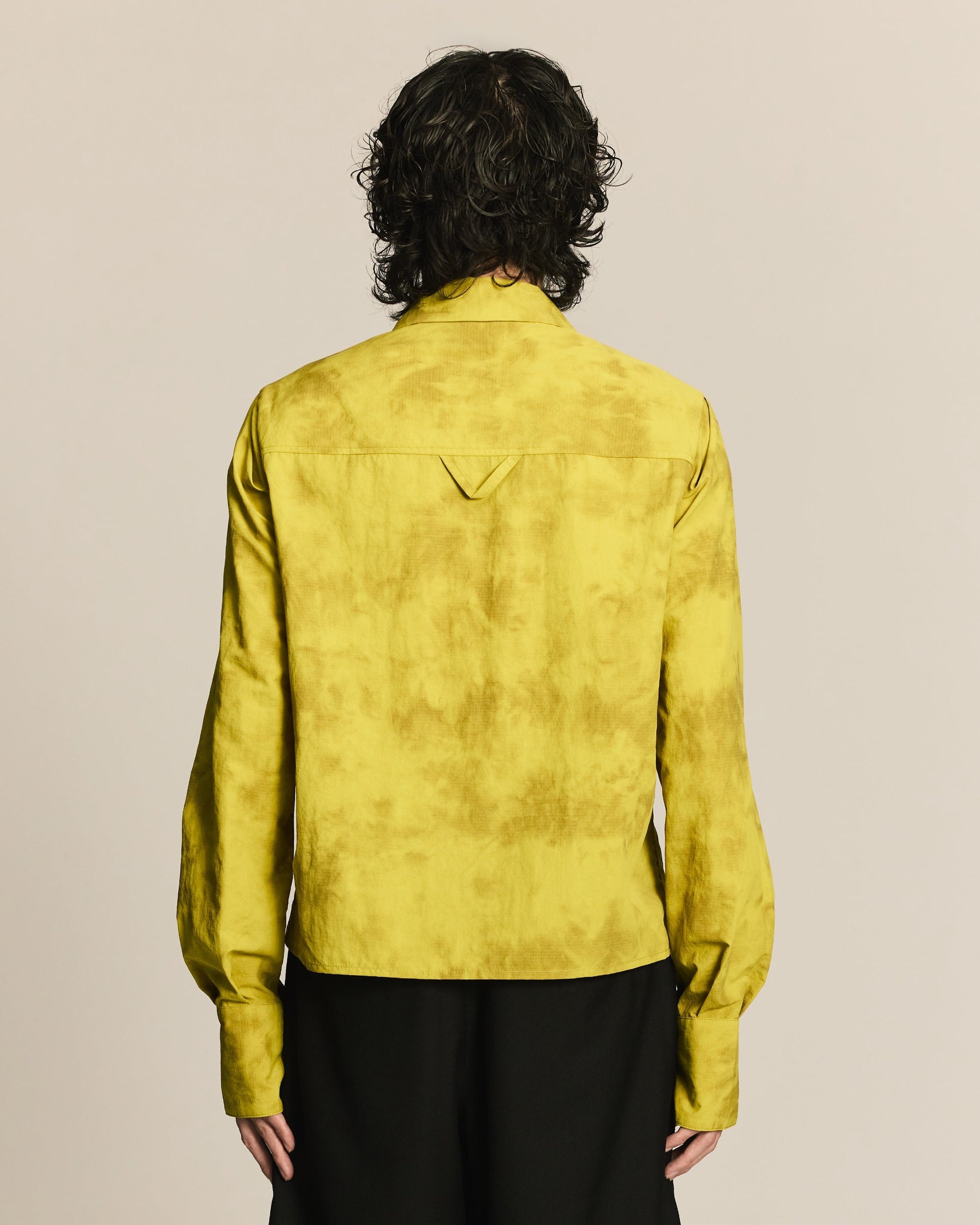 Yellow Pleated Tie Shirt