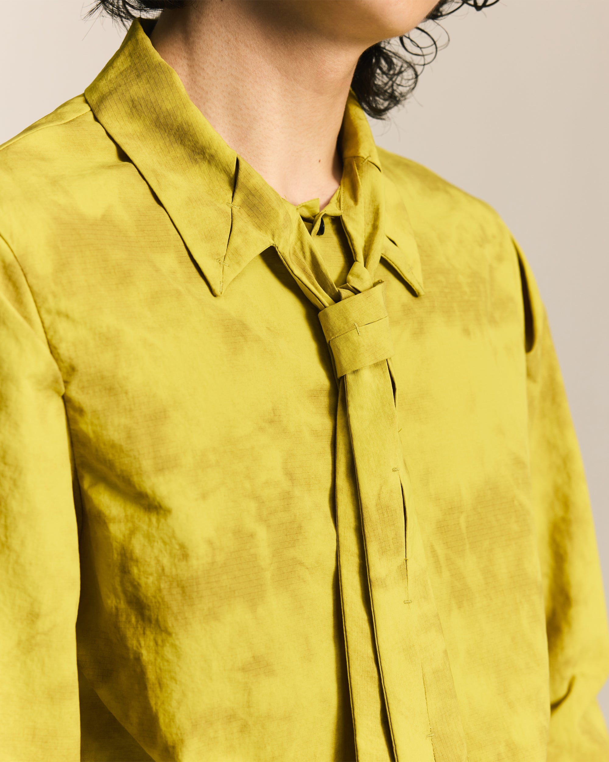 Yellow Pleated Tie Shirt
