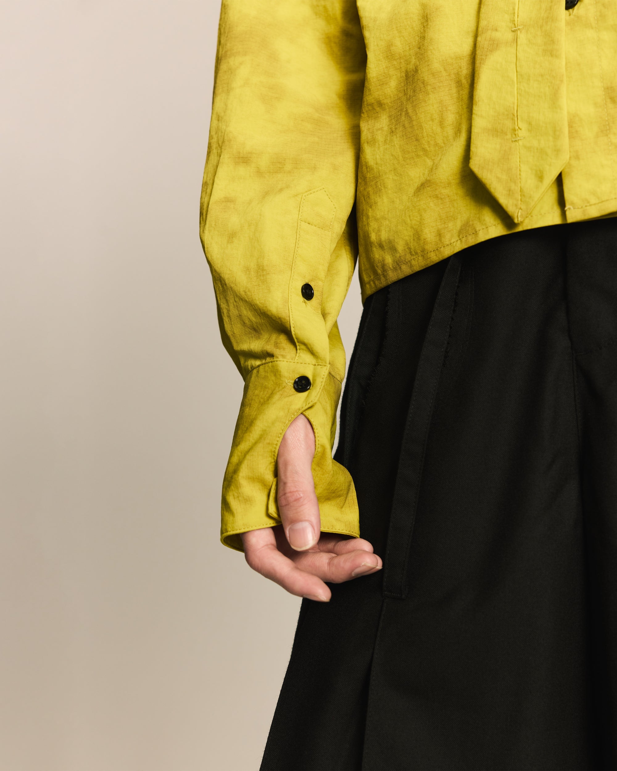 Yellow Pleated Tie Shirt