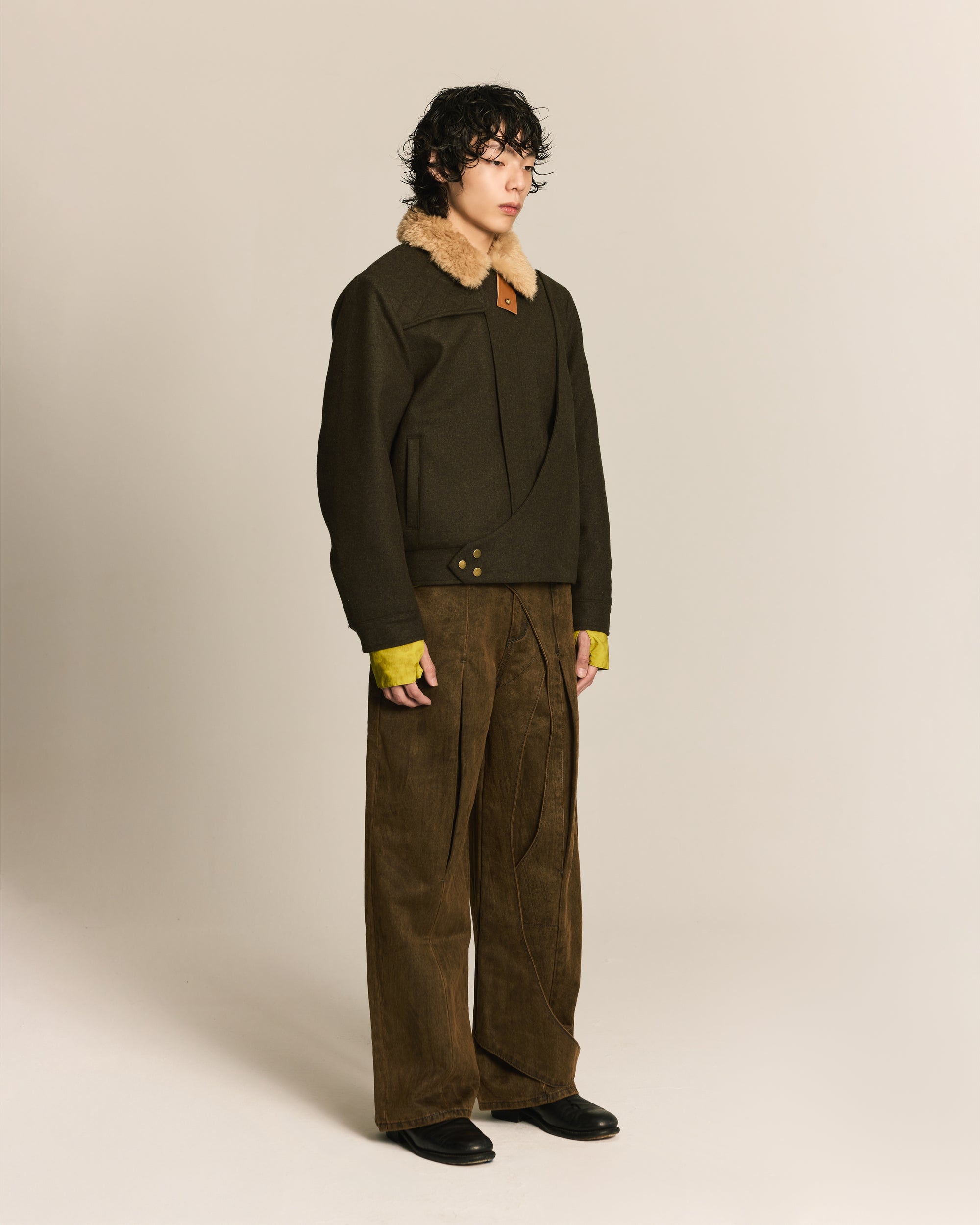 Brown Spiral Brushed Pants