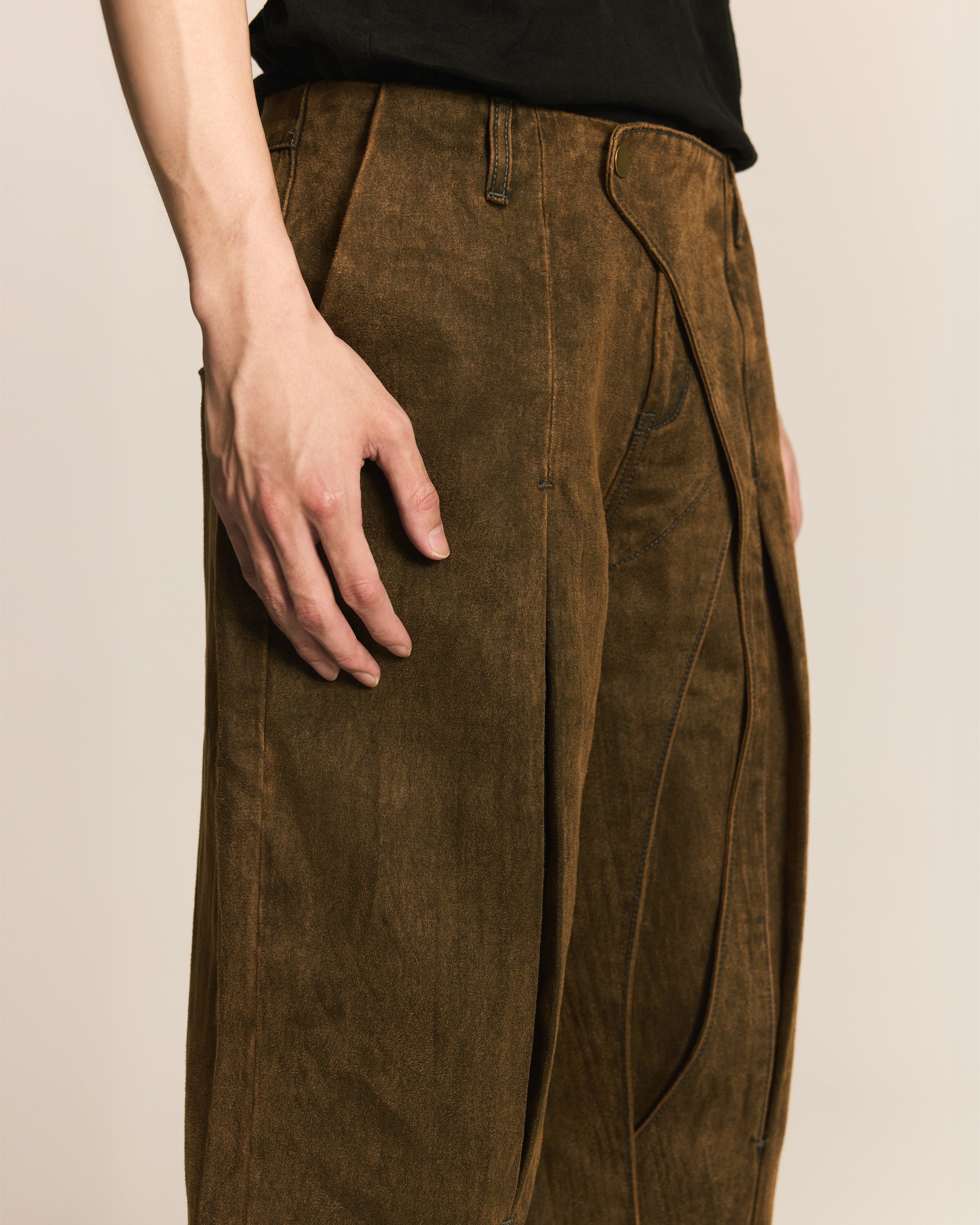 Brown Spiral Brushed Pants