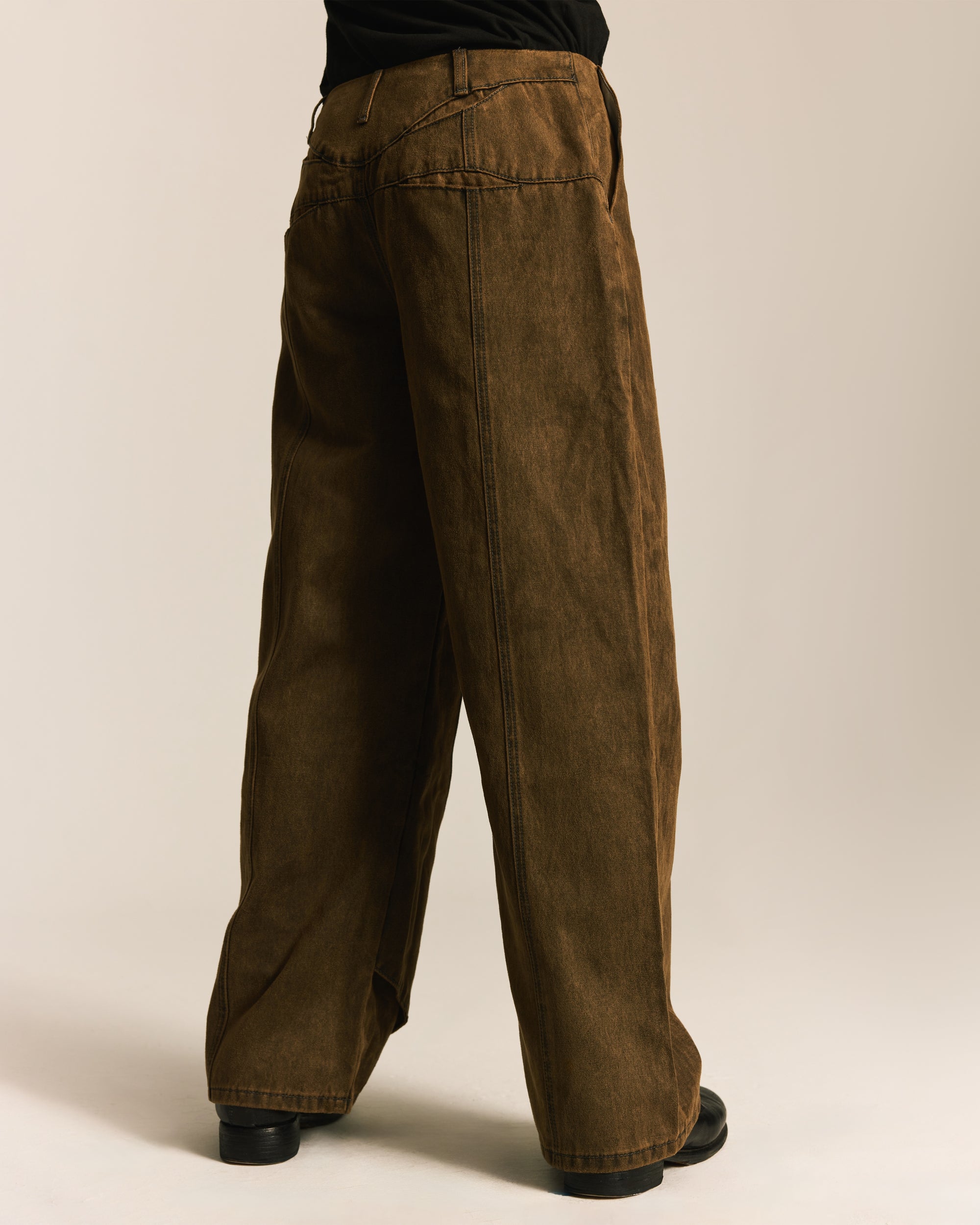 Brown Spiral Brushed Pants