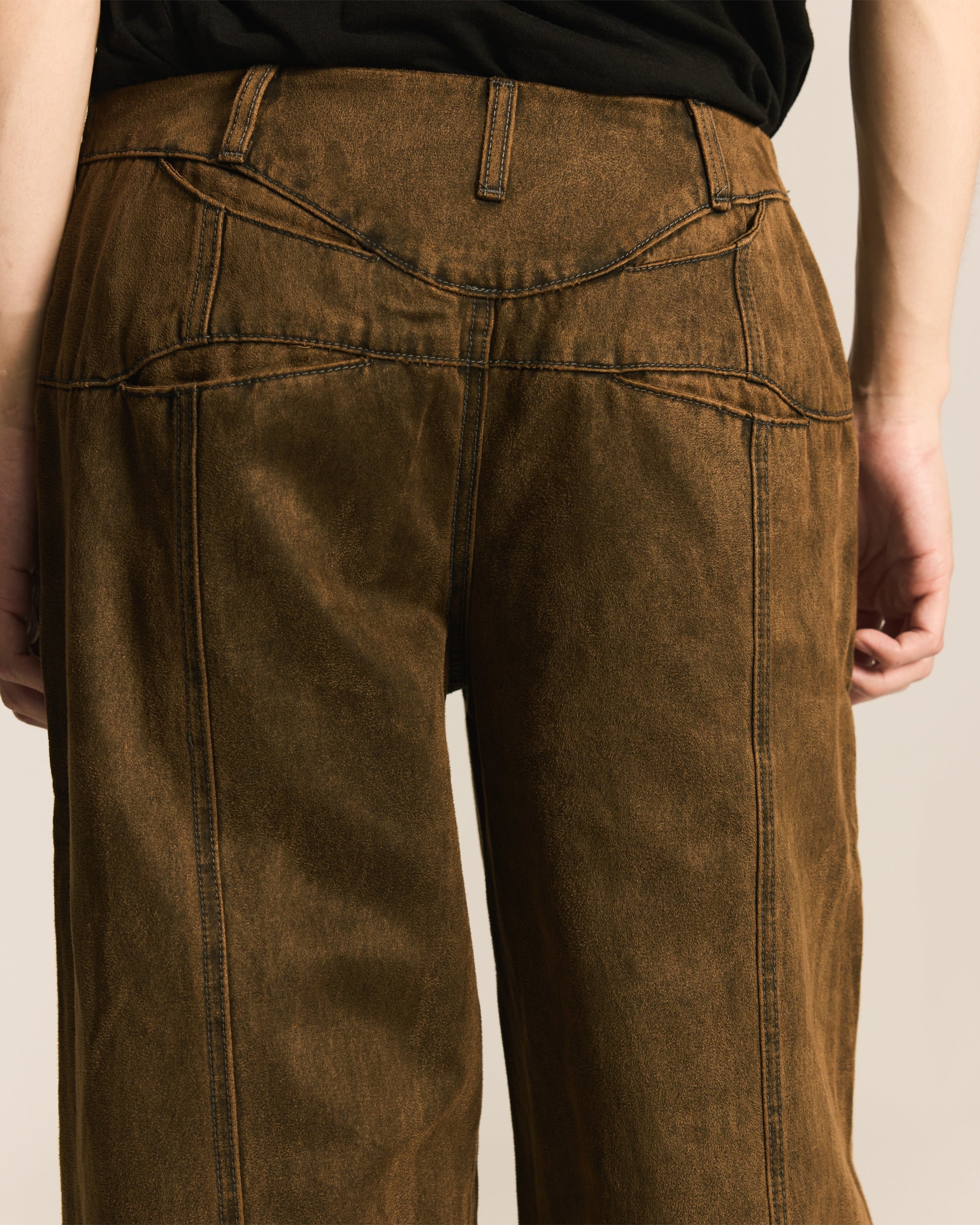 Brown Spiral Brushed Pants