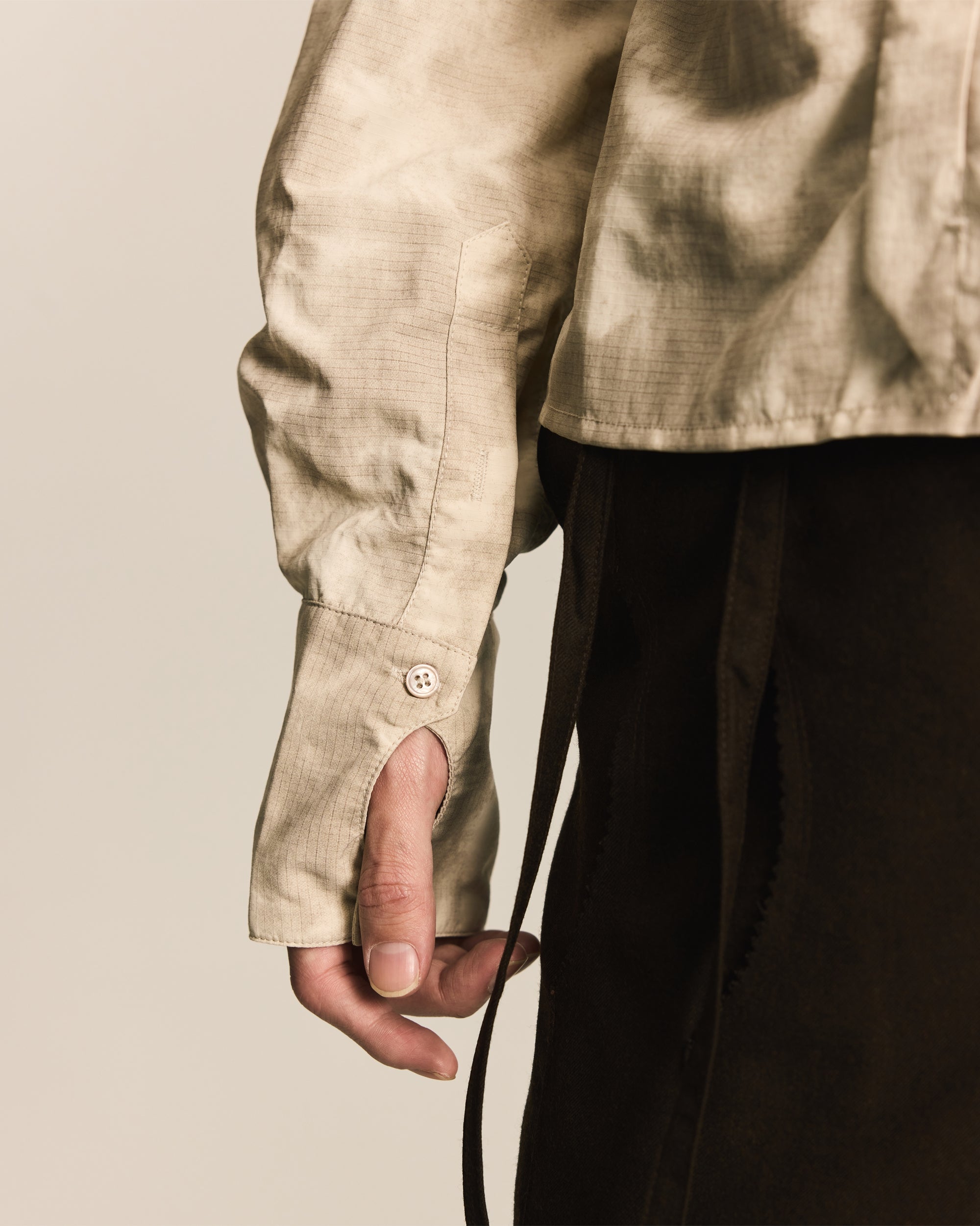 White Pleated Tie Shirt