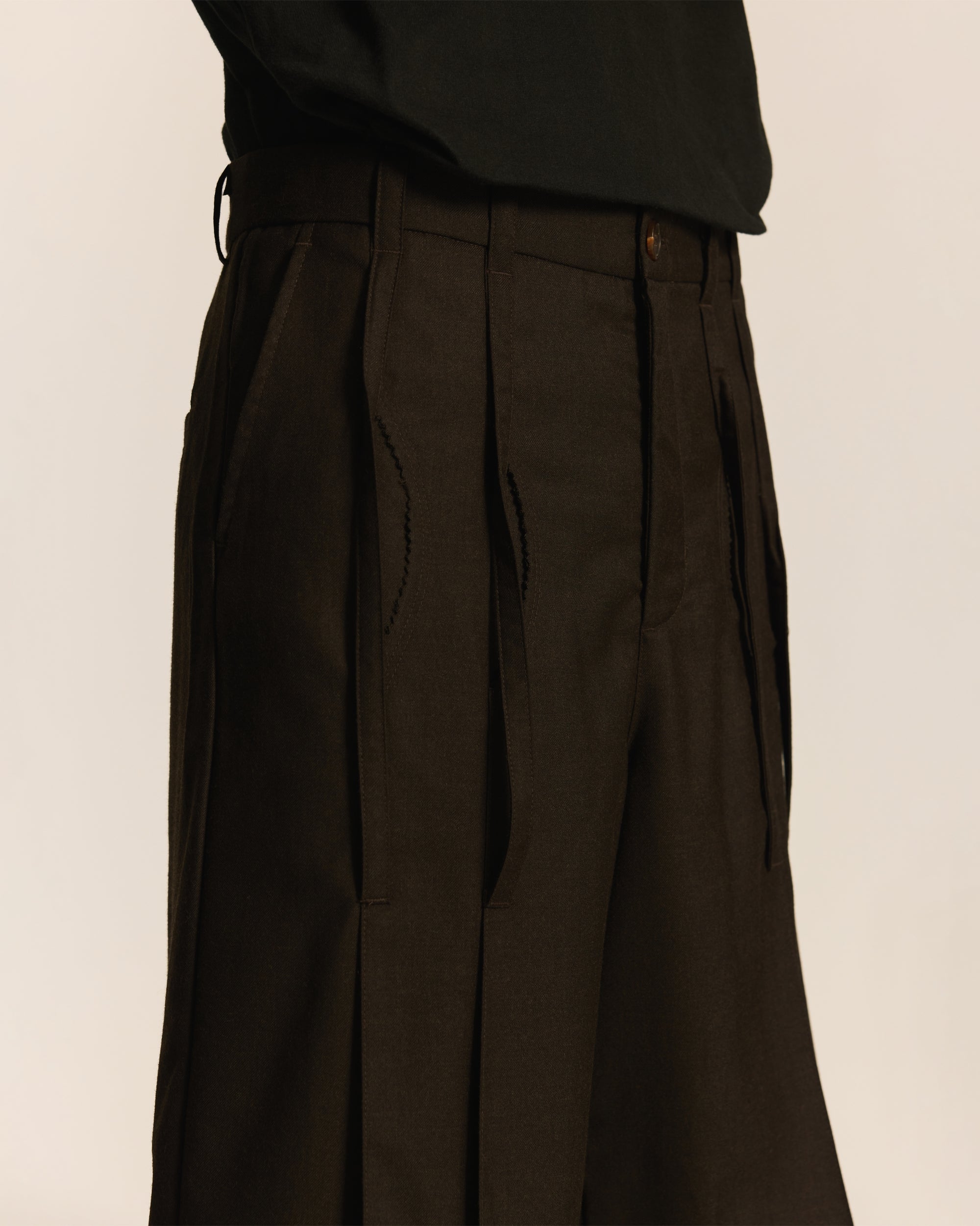 Brown Pleated Skirt Pants