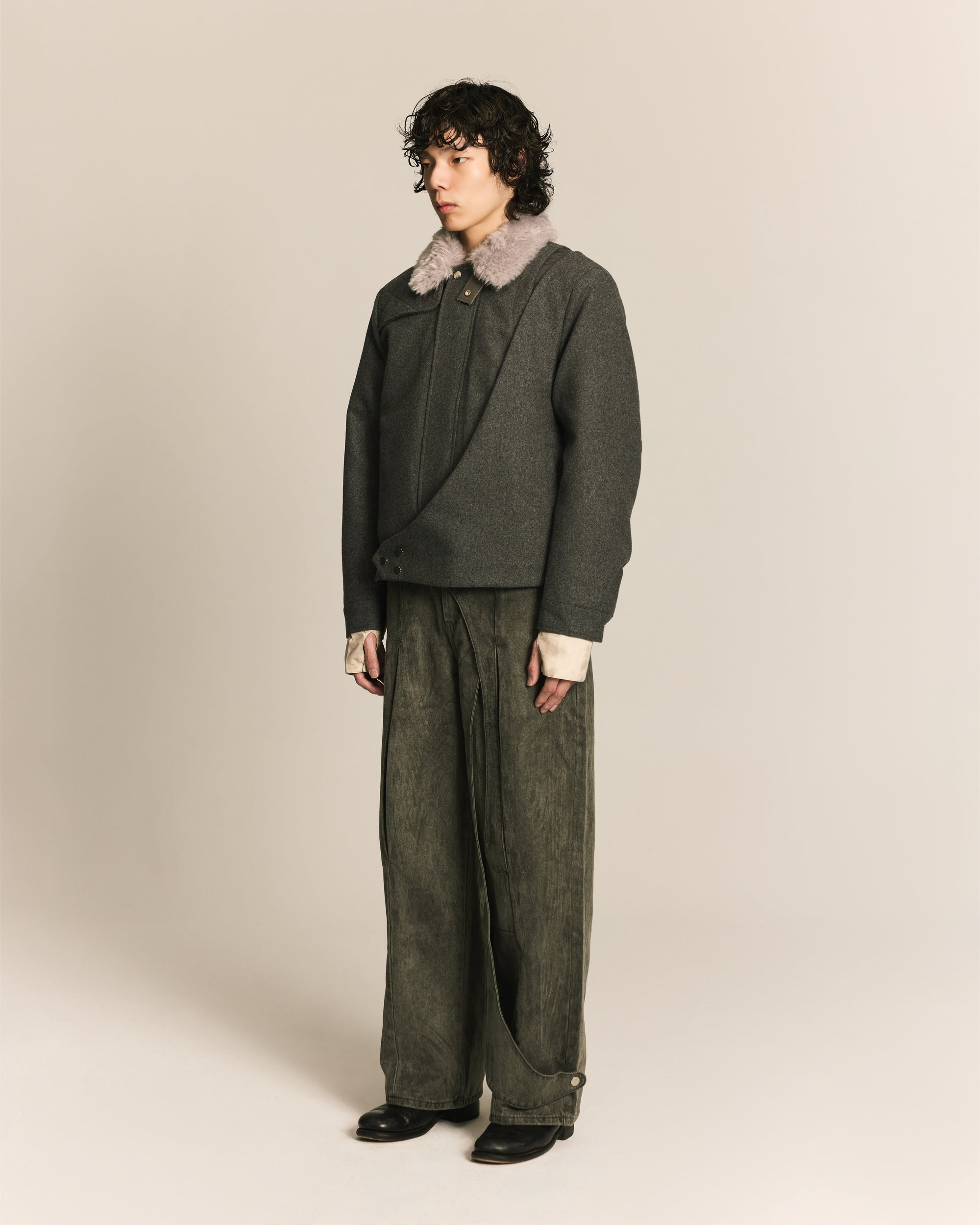 Grey Spiral Brushed Pants