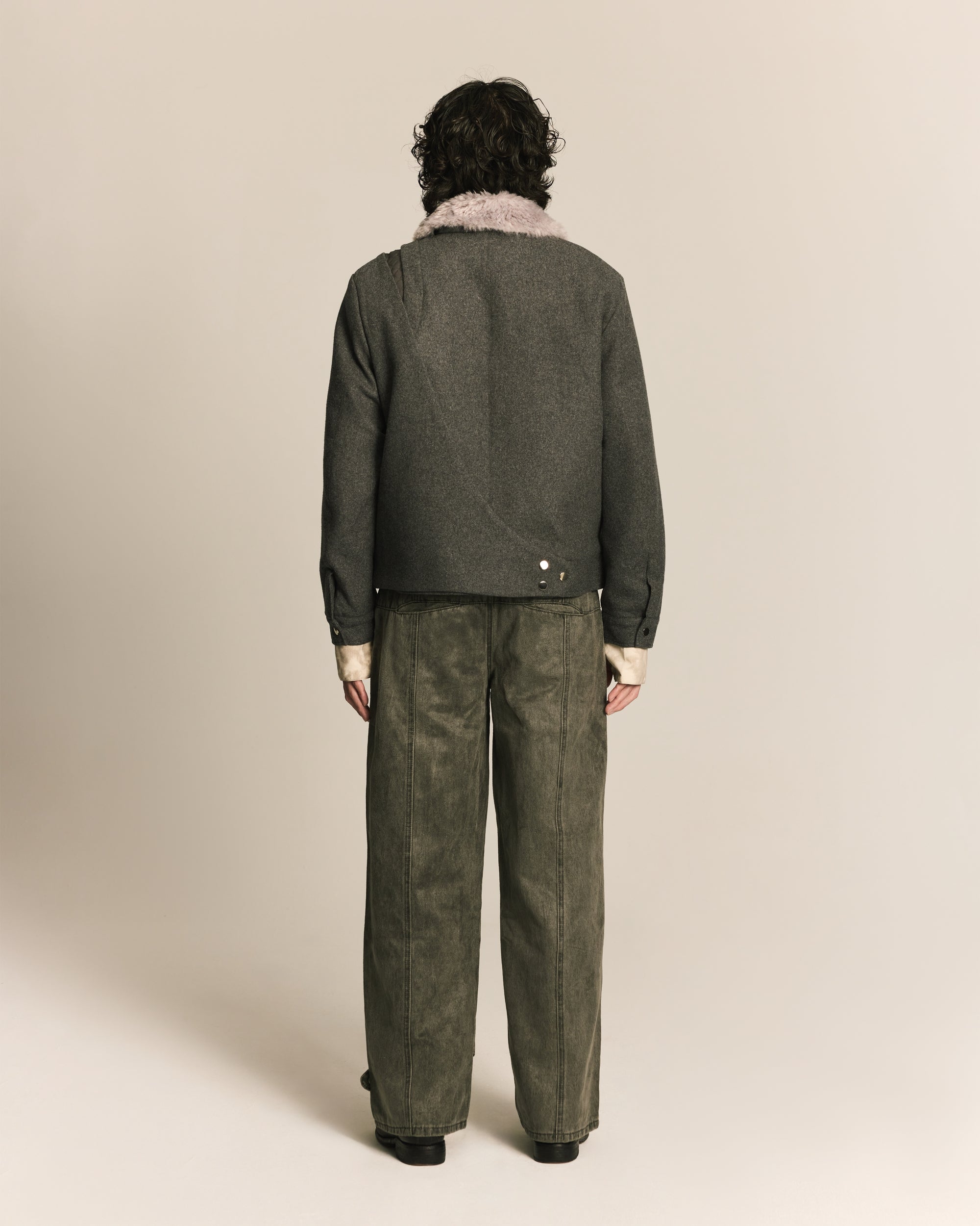 Grey Spiral Brushed Pants