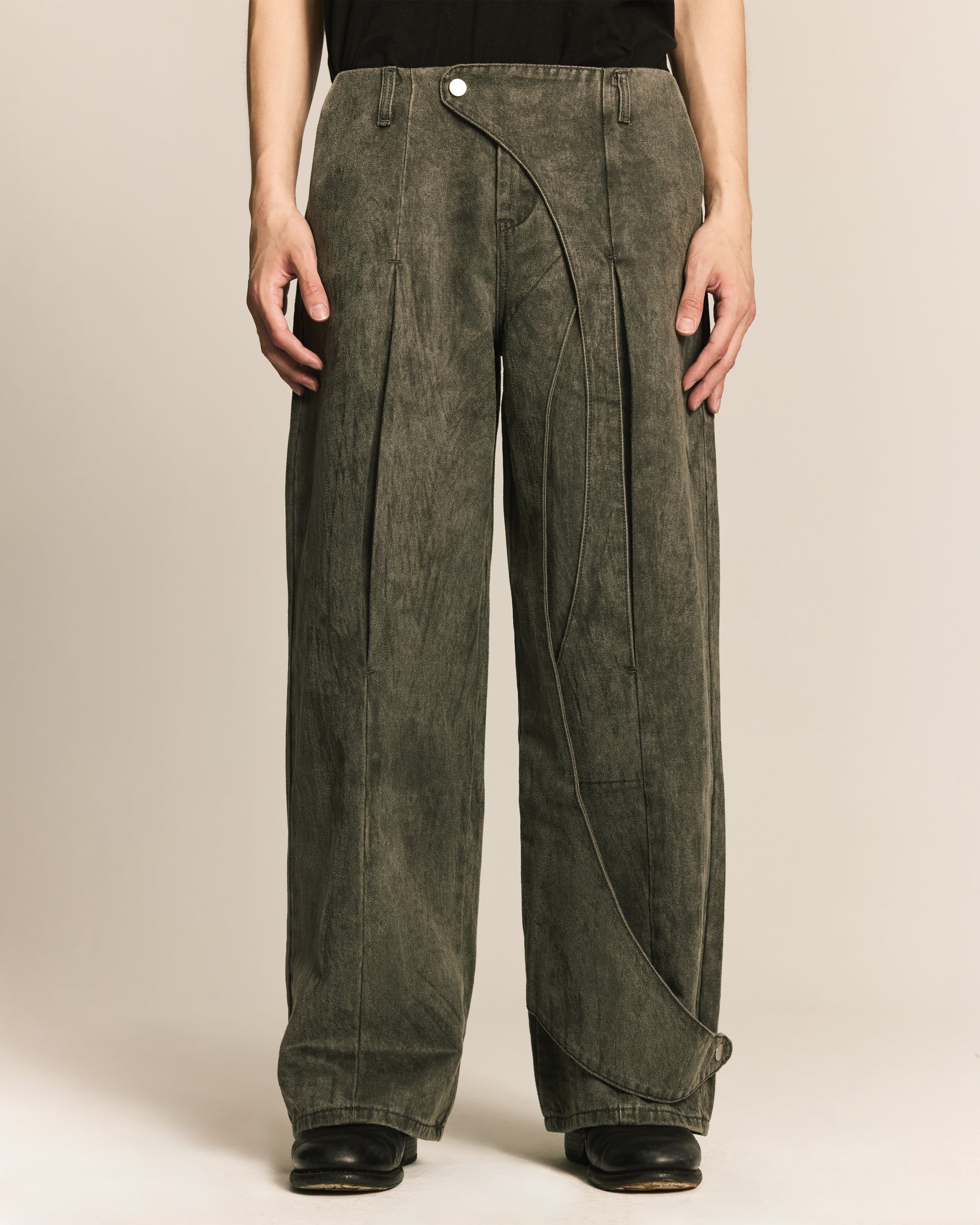 Grey Spiral Brushed Pants