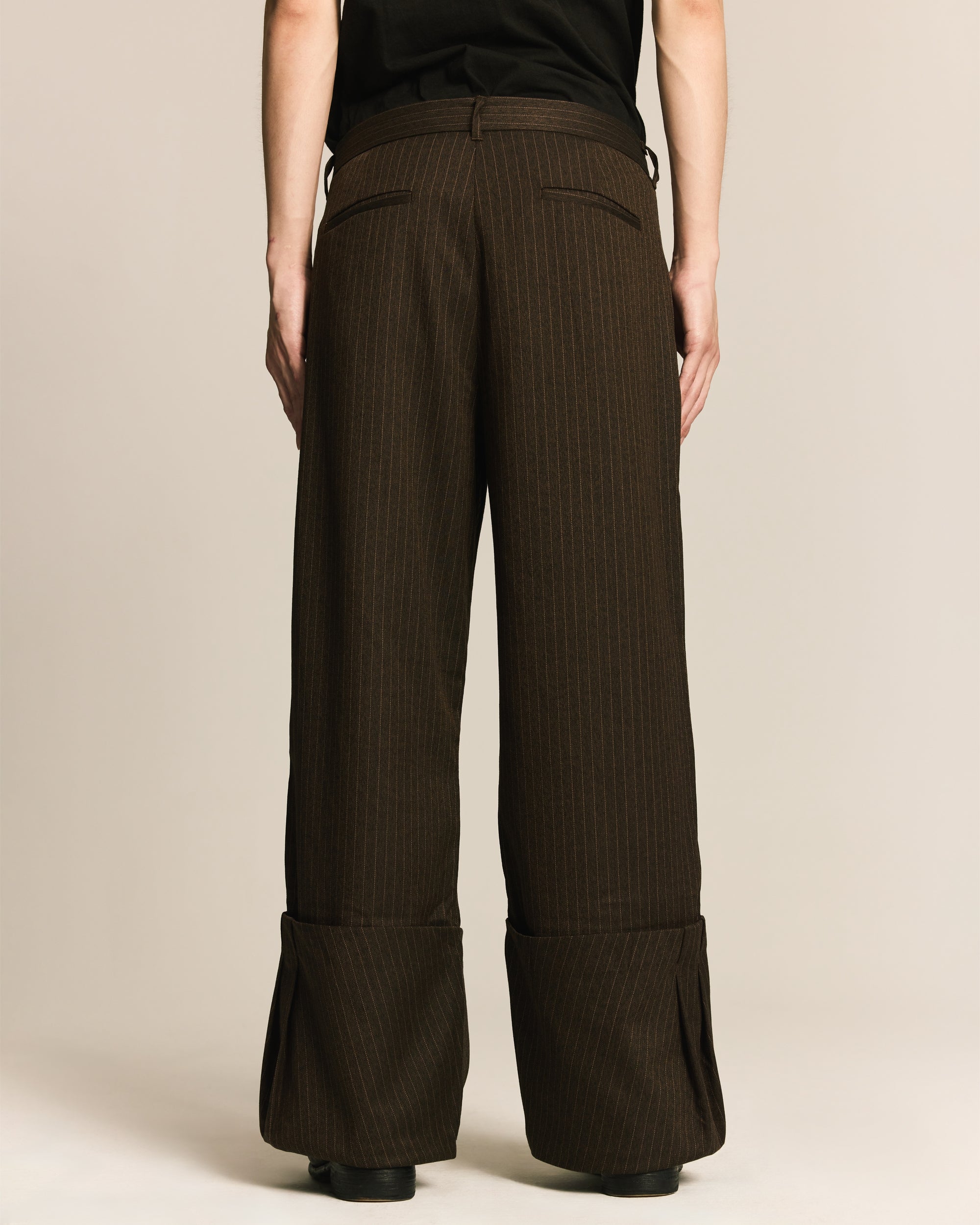 Brown FOLDED PLEAT TROUSERS