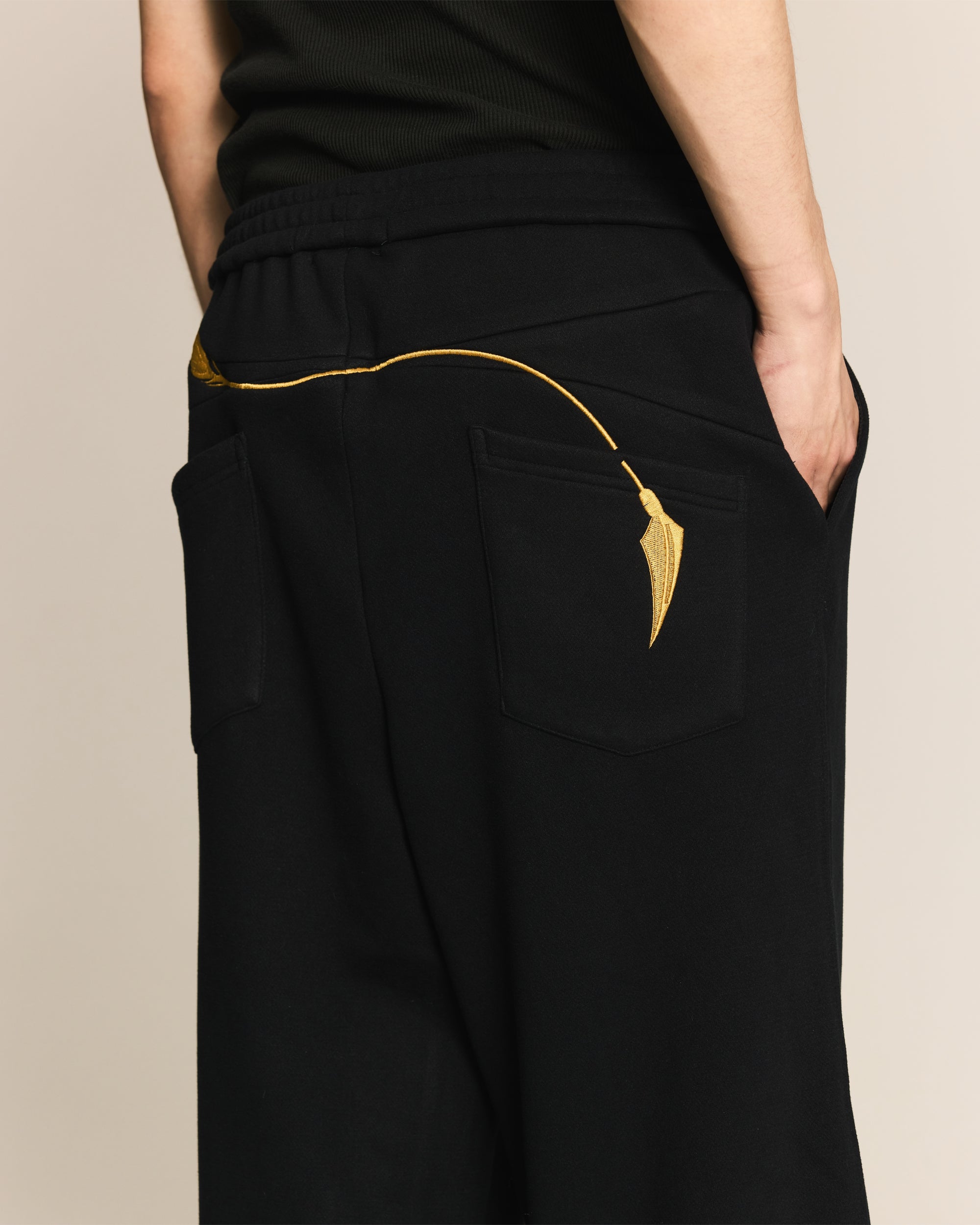 Navy Feather Arrow Knit Pants