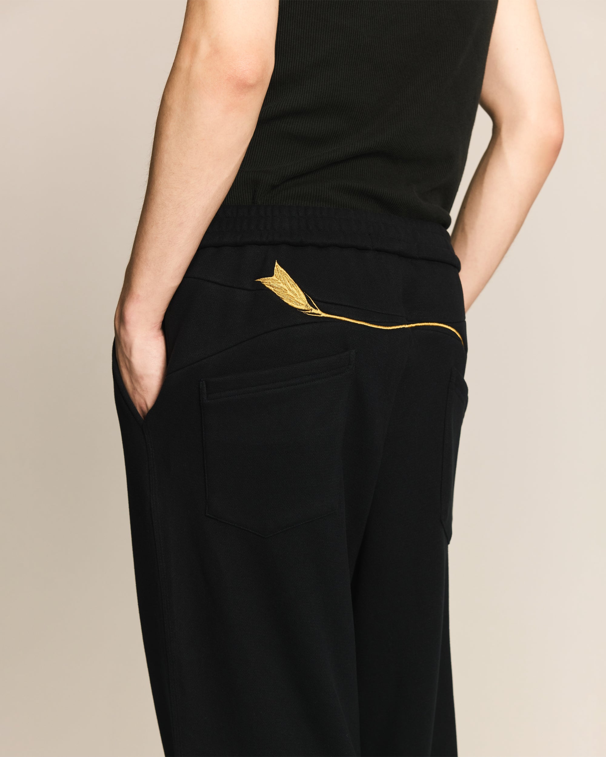 Navy Feather Arrow Knit Pants