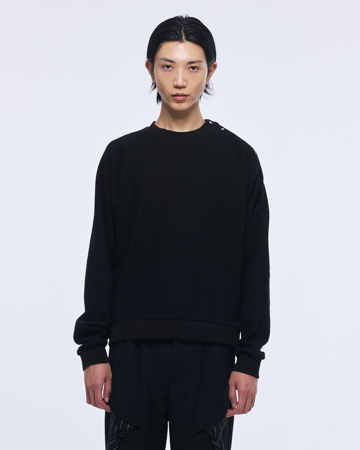 Black Shoulder Opening Sweatshirt