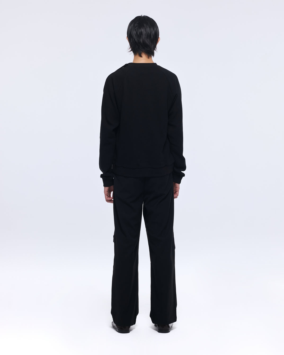 Black Shoulder Opening Sweatshirt