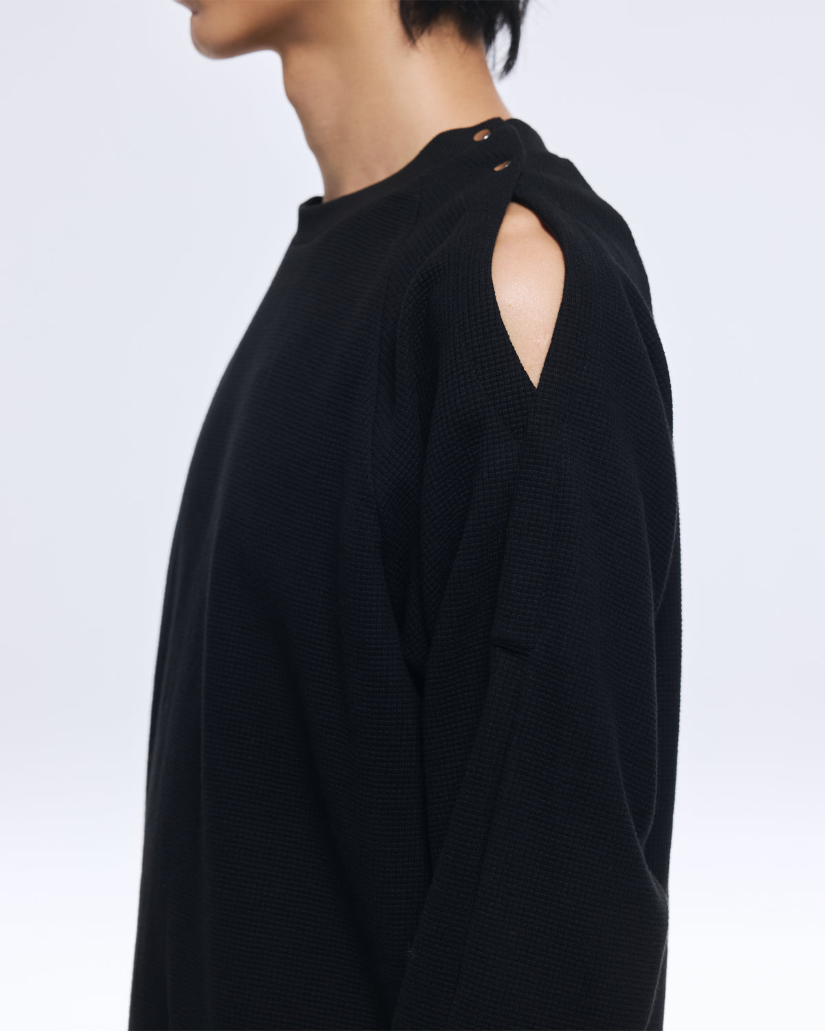 Black Shoulder Opening Sweatshirt