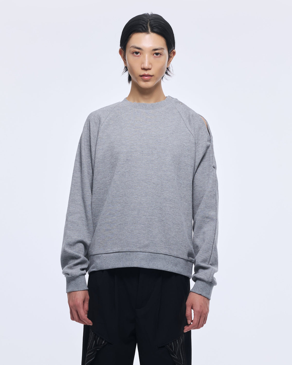 Gray Shoulder Opening Sweatshirt