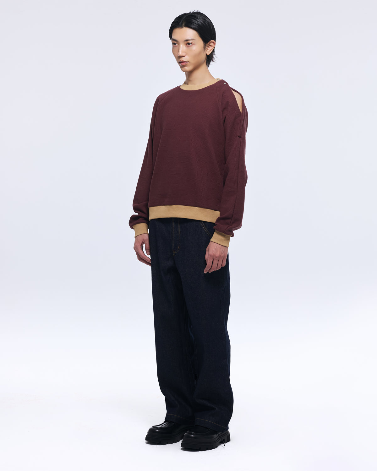 Purple Shoulder Opening Sweatshirt