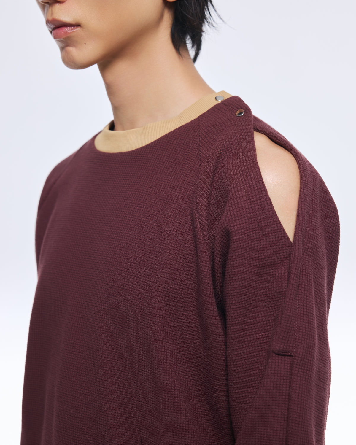 Purple Shoulder Opening Sweatshirt