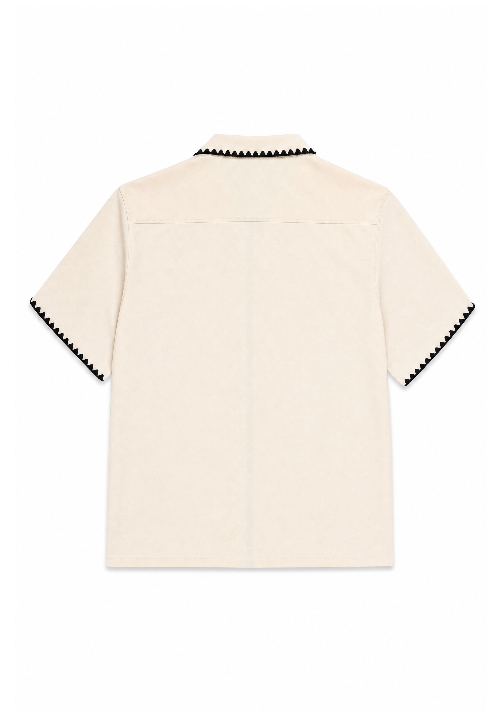 White Blanket Stitch Camp Shirt