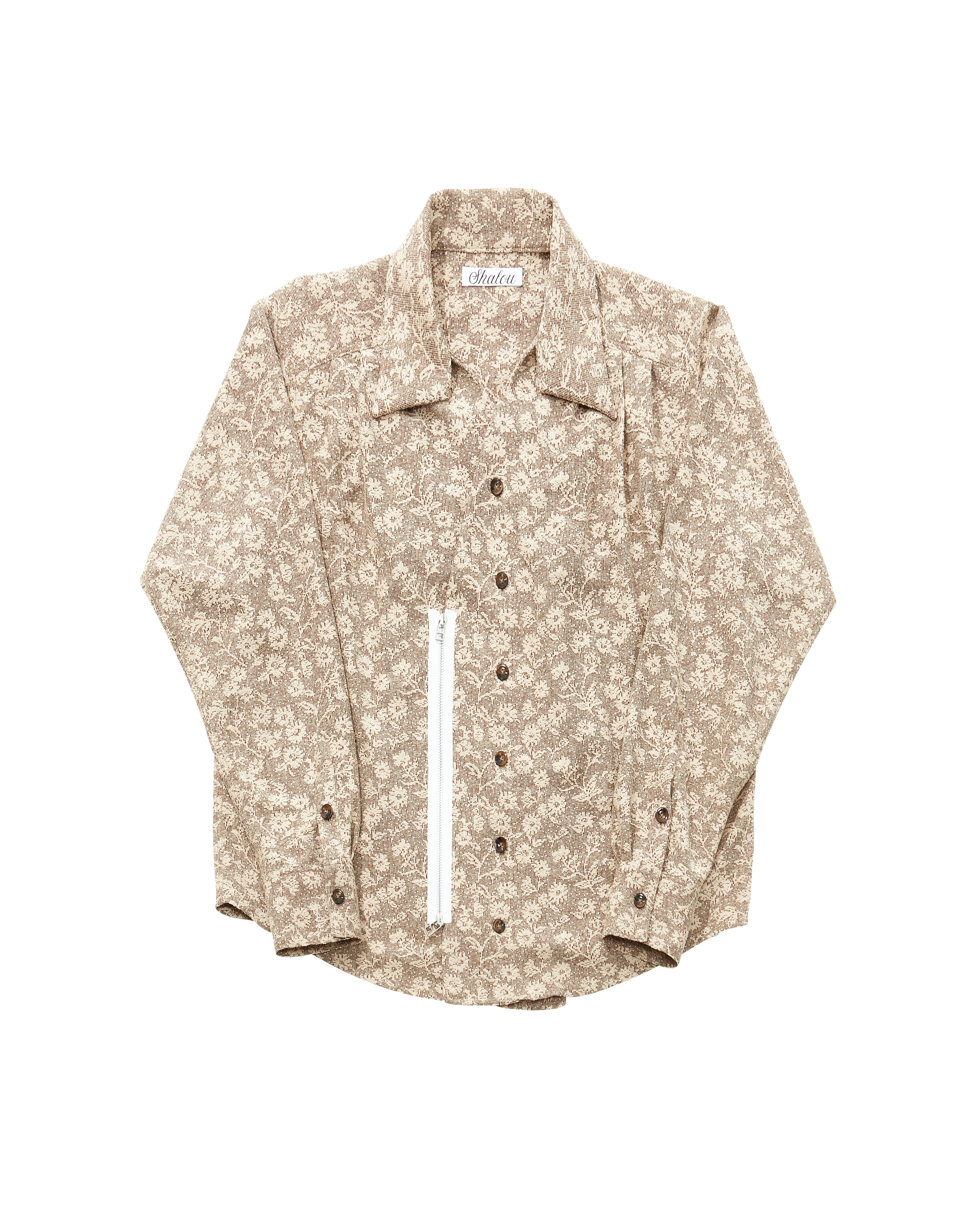 Brown Lace Zipper Shirt